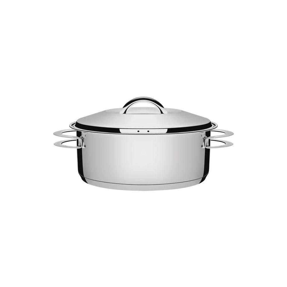 Caçarola Tramontina Solar Rasa Em Aço Inox Fundo Triplo Com Tampa E Alças 20 Cm 2,9 L - 1