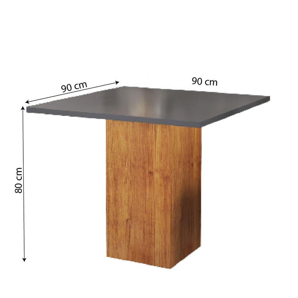 Conjunto De Mesa Sala De Jantar Lord Quadrada 0,90m 4 Cadeiras Veludo Viero Madeirado / Cinza - 4