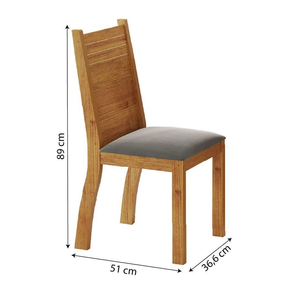 Conjunto De Mesa Sala De Jantar Lord Quadrada 0,90m 4 Cadeiras Veludo Viero Madeirado / Cinza - 5