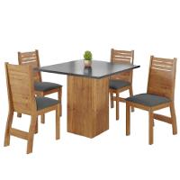 Conjunto De Mesa Sala De Jantar Lord Quadrada 0,90m 4 Cadeiras Veludo Viero Madeirado / Cinza - 1