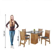 Conjunto De Mesa Sala De Jantar Lord Quadrada 0,90m 4 Cadeiras Veludo Viero Madeirado / Cinza - 2