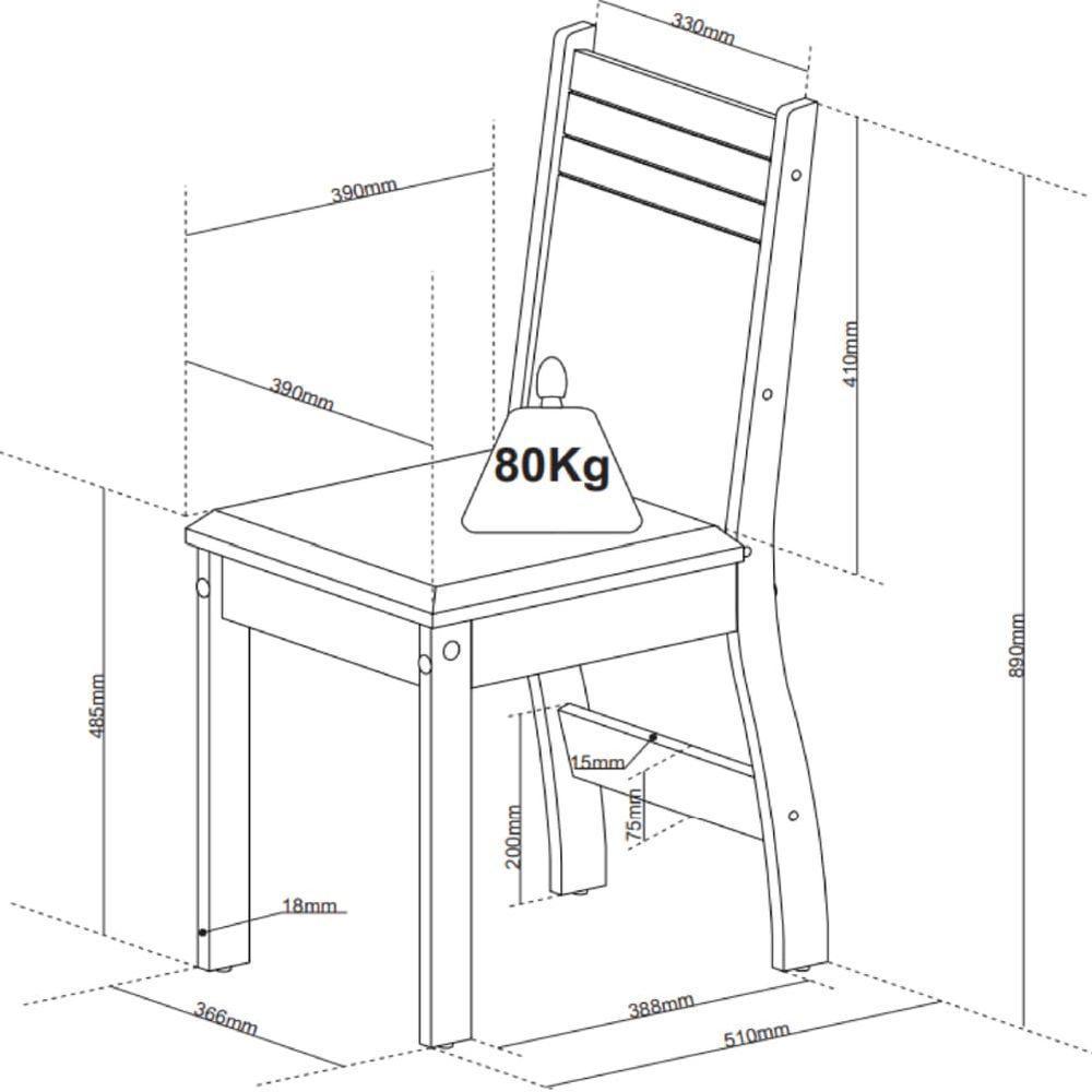 Conjunto Sala De Jantar Canto Alemão Arnis Com 2 Cadeiras Veludo Viero Madeirado / Cinza - 4