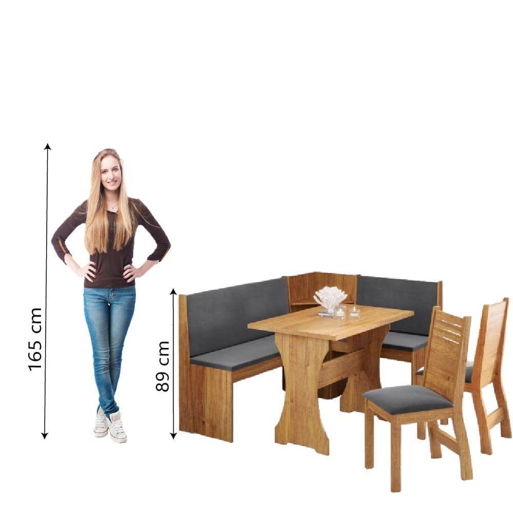 Conjunto Sala De Jantar Canto Alemão Arnis Com 2 Cadeiras Veludo Viero Madeirado / Cinza - 6