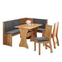 Conjunto Sala De Jantar Canto Alemão Arnis Com 2 Cadeiras Veludo Viero Madeirado / Cinza - 1