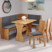 Conjunto Sala De Jantar Canto Alemão Arnis Com 2 Cadeiras Veludo Viero Madeirado / Cinza - 2