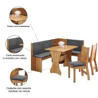 Conjunto Sala De Jantar Canto Alemão Arnis Com 2 Cadeiras Veludo Viero Madeirado / Cinza - 5