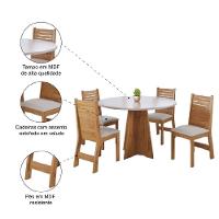 Conjunto De Mesa Sala De Jantar Fin Redonda 0,90m 4 Cadeira Veludo Viero Madeirado - 5