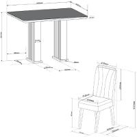 Conjunto De Mesa Sala De Jantar Ripado Tampo Com Vidro Mond 1,20m 4 Cadeiras Sofia Veludo Madeirado / Cinza - 5