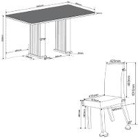 Conjunto De Mesa Sala De Jantar Ripada Tampo Com Vidro Mond 1,60m 6 Cadeiras Bele Veludo Off White / Cinza - 5