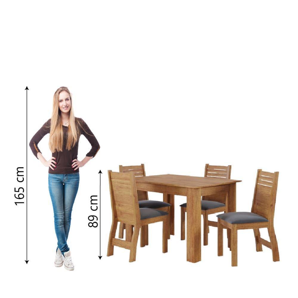 Conjunto De Mesa Sala De Jantar Place 1,10m 4 Cadeiras Veludo Viero Madeirado / Cinza - 7