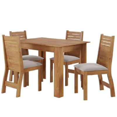 Conjunto De Mesa Sala De Jantar Place 1,10m 4 Cadeiras Veludo Viero Madeirado