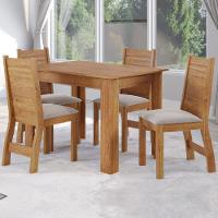 Conjunto De Mesa Sala De Jantar Place 1,10m 4 Cadeiras Veludo Viero Madeirado - 2