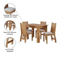 Conjunto De Mesa Sala De Jantar Place 1,10m 4 Cadeiras Veludo Viero Madeirado - 5