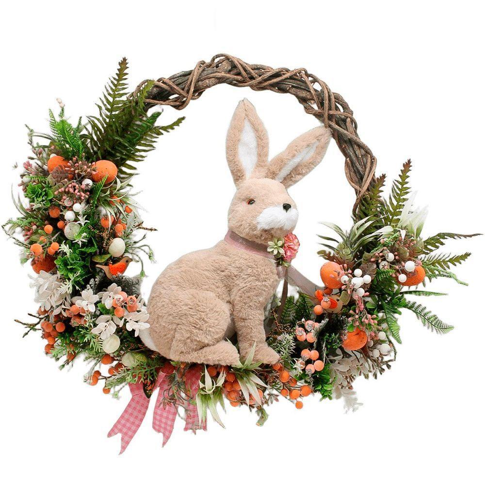 Guirlanda Enfeite De Páscoa Coelho Decorativa Arranjos 60cm - 1
