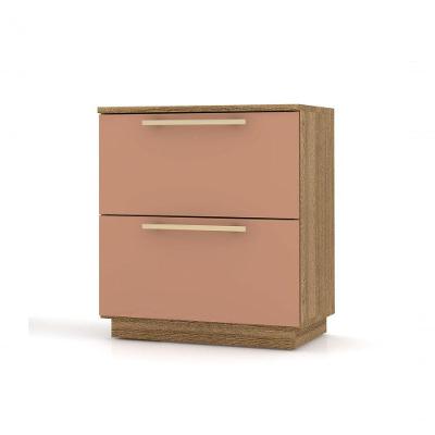 Mesa De Cabeceira Com Gavetas Dubai - Vila Rica Cor:nature/camarim