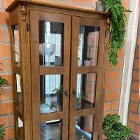 Cristaleira De Madeira 2 Portas 1 Gaveta, Vidros Na Lateral E Espelho No Fundo Pés Luiz Xv - 5