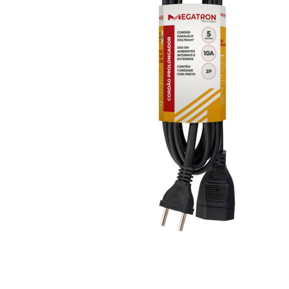 Cordao Prolongador Pp Plano 10a 0,75 5m Preto - 3