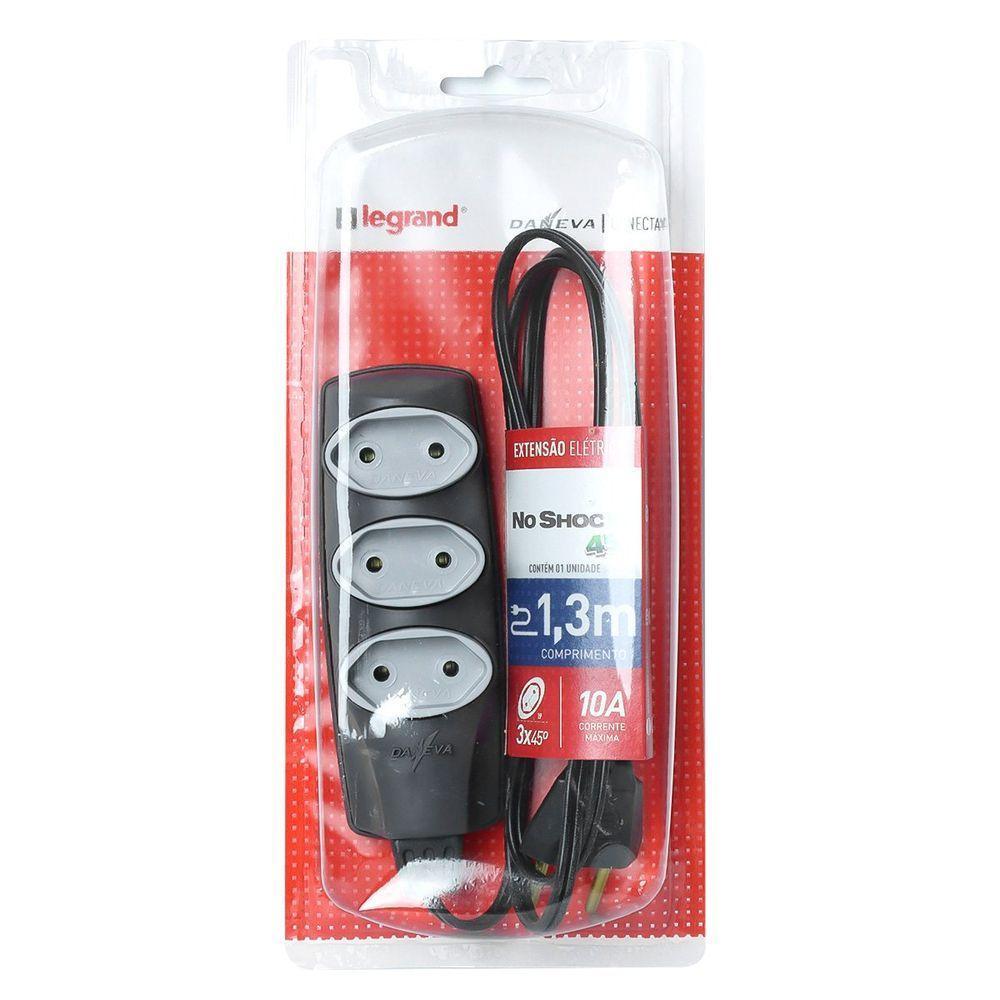 Extensao Noshock 90 Pl 2x0,75 2p 10a Grafite 1,3 Metros Dn1904 - 1