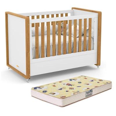 Berço Americano Tutto New Branco Soft-freijó E Colchão Supreme - Matic Móveis Branco Soft-freijó