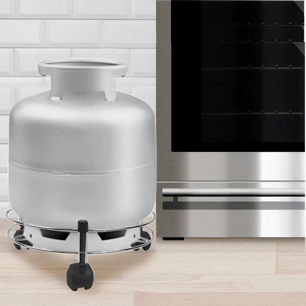 Suporte Para Botijão De Gás Aço Cromado Tubular Reforçado 30cm - Araminas - 2