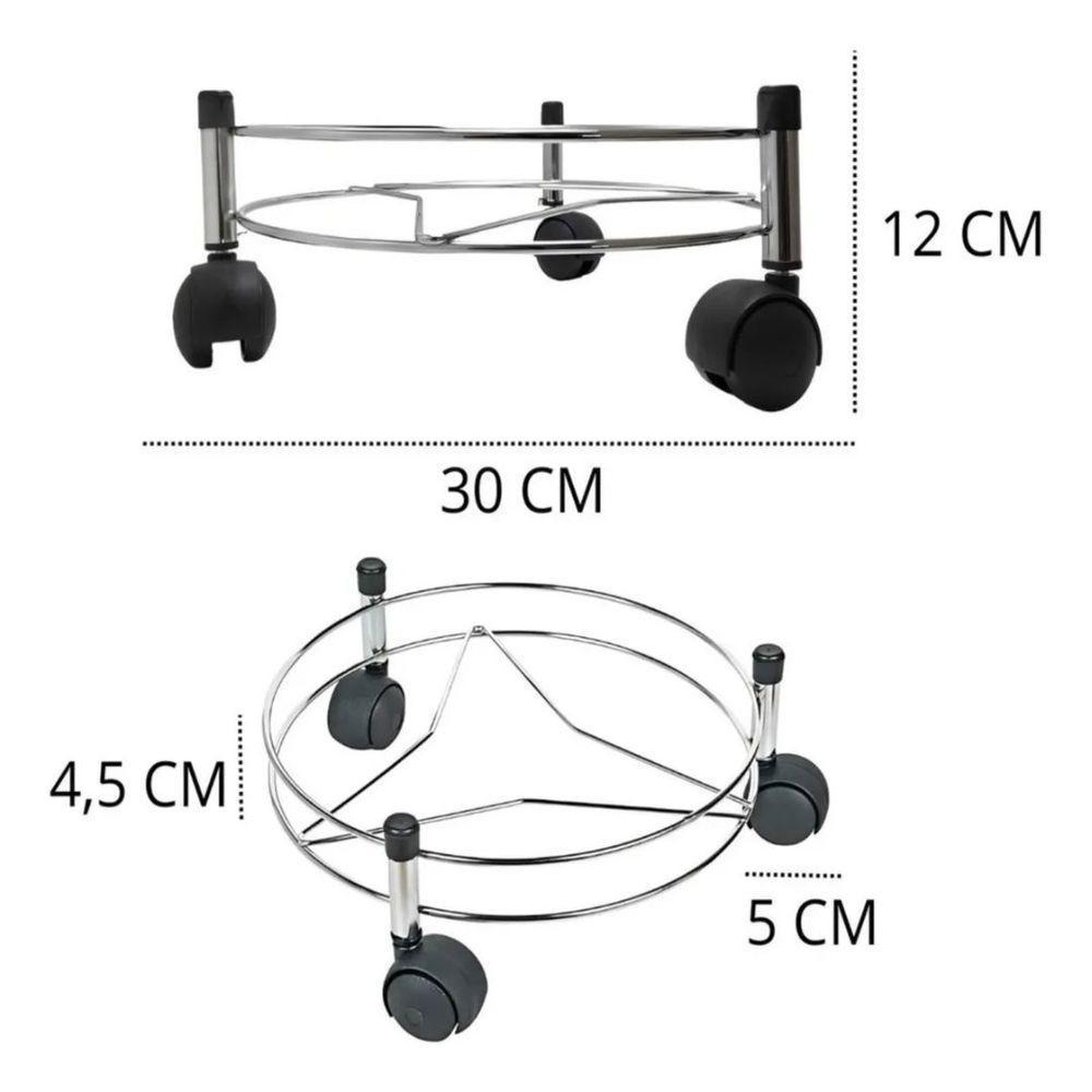 Suporte Para Botijão De Gás Aço Cromado Tubular Reforçado 30cm - Araminas - 3