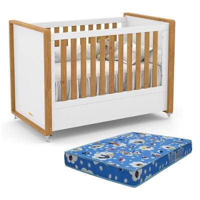 Berço Americano Tutto New Branco Soft-freijó E Colchão Baby Physical - Matic Móveis Branco Soft-freijó