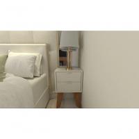 Mesa De Cabeceira 30cm Branco Off White Com Gaveta E Pés - 1