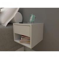 Mesa De Cabeceira 30cm Branco Off White Com Gaveta E Nicho - 2