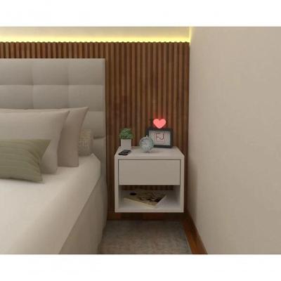 Mesa De Cabeceira 40cm Branco Off White Com Gaveta E Nicho
