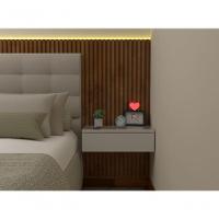 Mesa De Cabeceira 40cm Branco Off White Com Gaveta E Sem Pés - 1