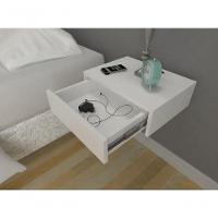 Mesa De Cabeceira 40cm Branco Off White Com Gaveta E Sem Pés - 2