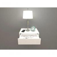 Mesa De Cabeceira 40cm Branco Off White Com Gaveta E Sem Pés - 3