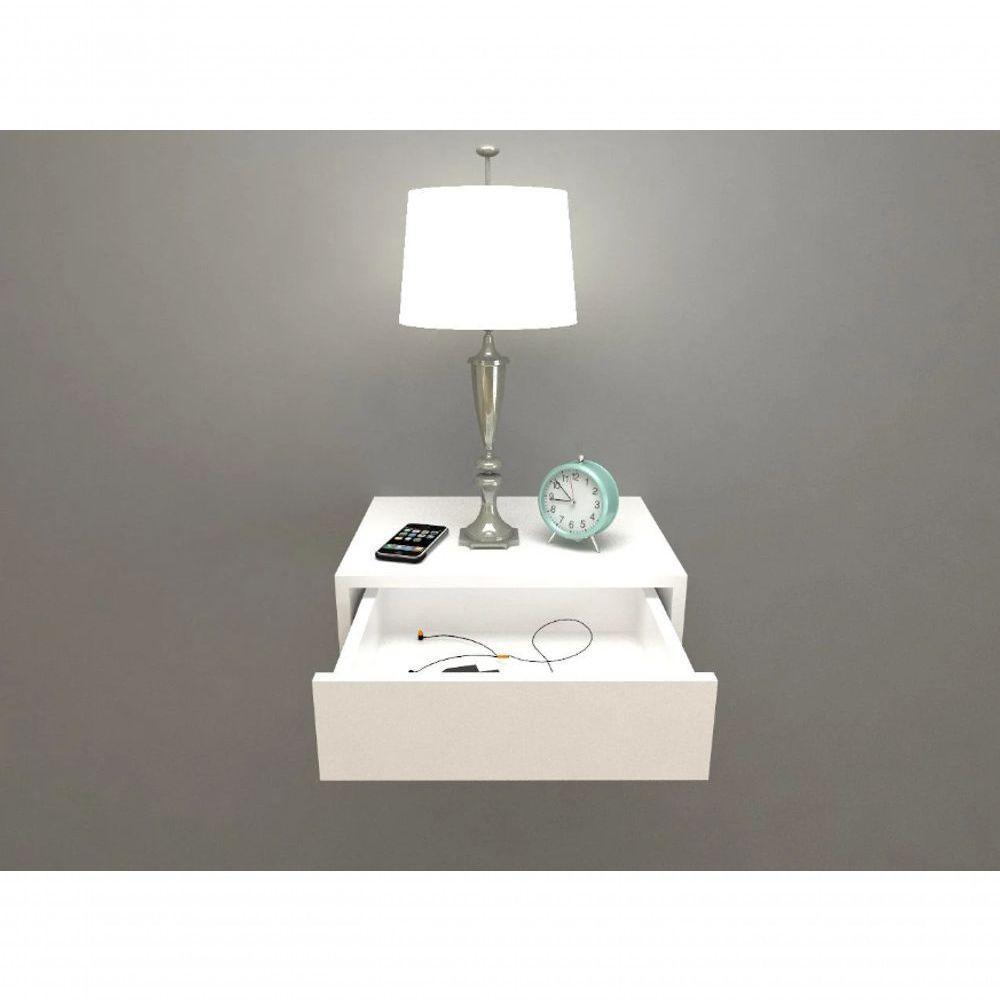 Mesa De Cabeceira 30cm Branco Off White Com Gaveta E Sem Pés - 4