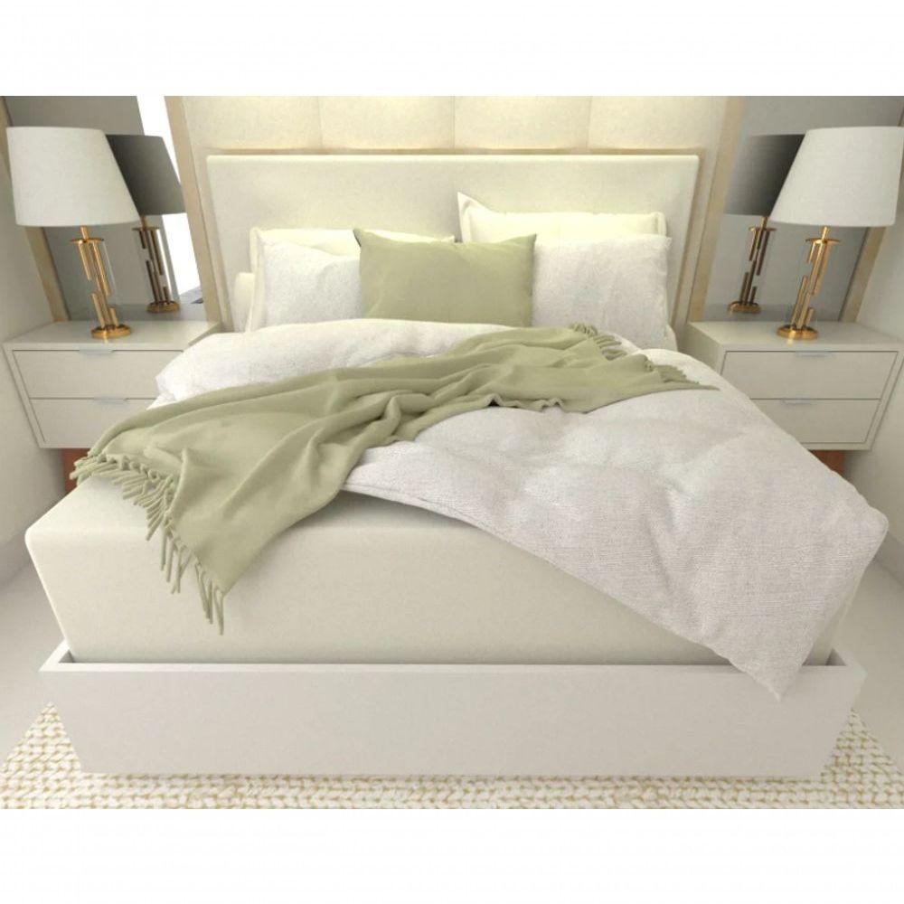 Mesa De Cabeceira 40cm Branco Off White Com Gaveta E Pés - 2
