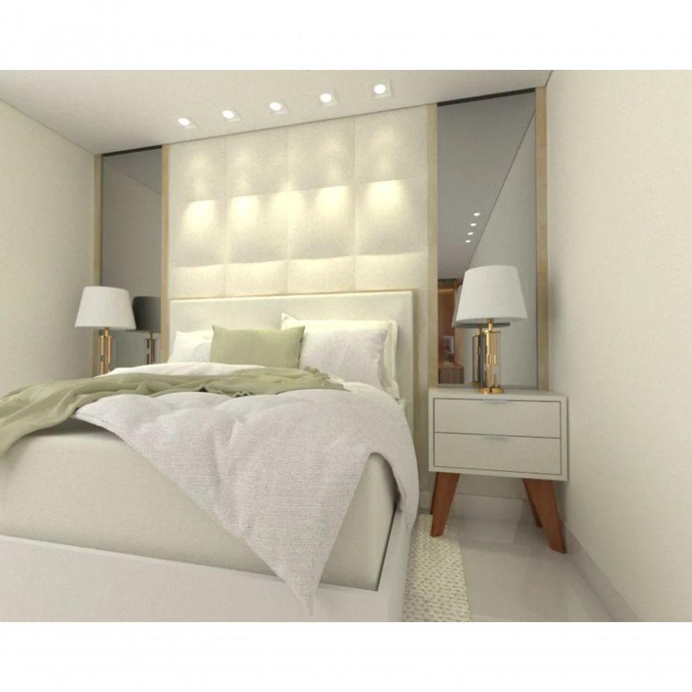 Mesa De Cabeceira 40cm Branco Off White Com Gaveta E Pés - 3