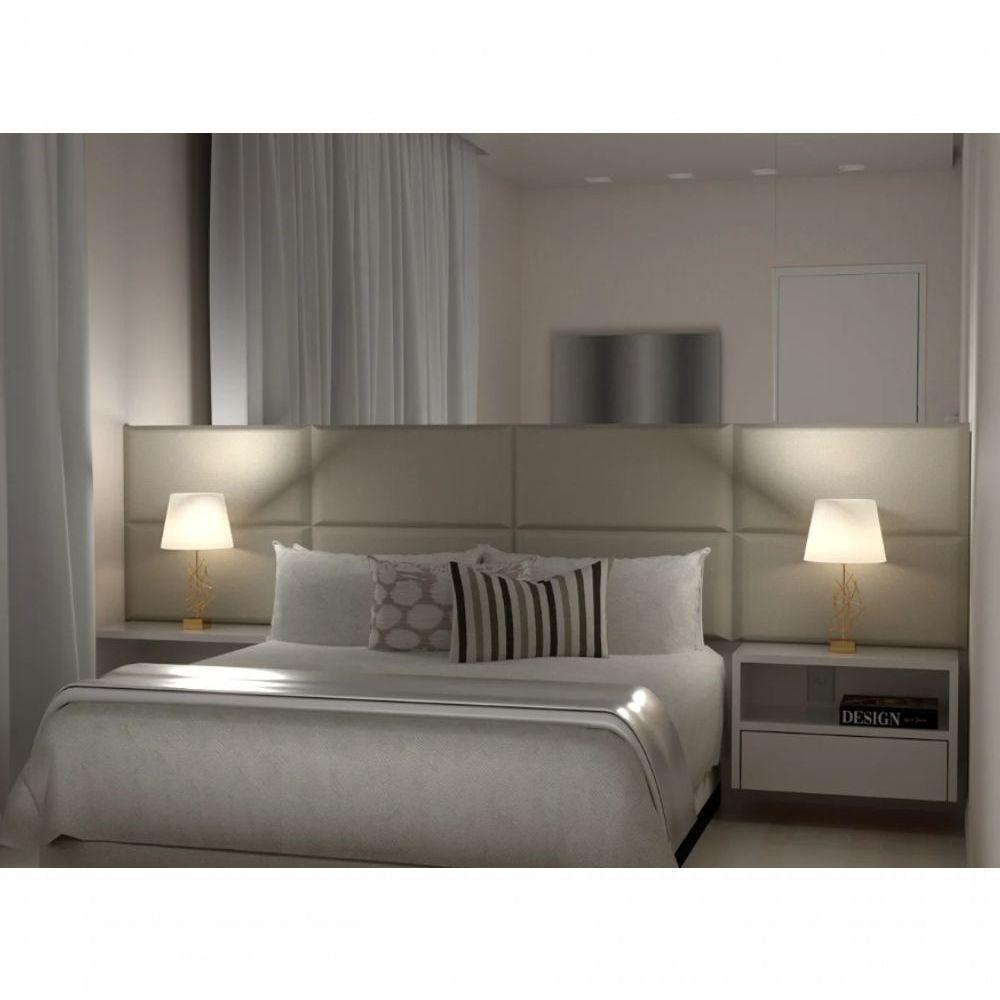 Mesa De Cabeceira 40cm Branco Off White Com Gaveta E Nicho - 8