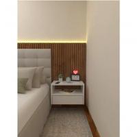 Mesa De Cabeceira 40cm Branco Off White Com Gaveta E Nicho - 2