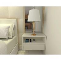 Mesa De Cabeceira 40cm Branco Off White Com Gaveta E Nicho - 3