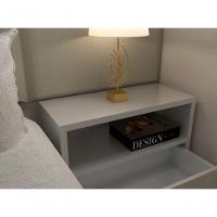Mesa De Cabeceira 40cm Branco Off White Com Gaveta E Nicho - 5
