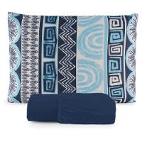 Jogo De Lençol Casal Malha 100% Algodão Com Elástico 3 Peças Azul Marinho Estampa Abstrata - 4