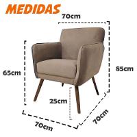 Poltrona Cadeira Para Sala Maverick Com Apoio De Braço Em Tecido Veludo - Sentô Capuccino - 2