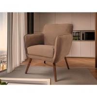 Poltrona Cadeira Para Sala Maverick Com Apoio De Braço Em Tecido Veludo - Sentô Capuccino - 3