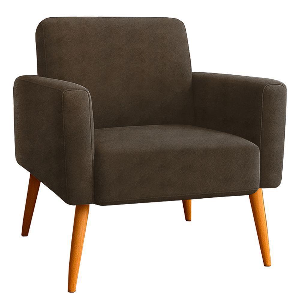 Poltrona Sala Variant Com Apoio De Braço Em Tecido Veludo Sentô Capuccino - 2