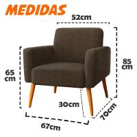 Poltrona Sala Variant Com Apoio De Braço Em Tecido Veludo Sentô Capuccino - 3