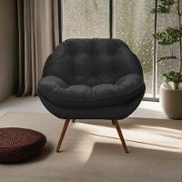 Poltrona Cadeira Landal Poltrona Sala Com Apoio De Braço Em Fibra Siliconizada - Sentô Preto - 1