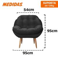 Poltrona Cadeira Landal Poltrona Sala Com Apoio De Braço Em Fibra Siliconizada - Sentô Preto - 3