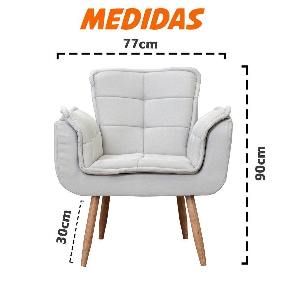 Kit 2x Poltronas Opala Para Sala Cadeira Elegante Com Apoio De Braço Em Veludo - Sentô Gelo - 3