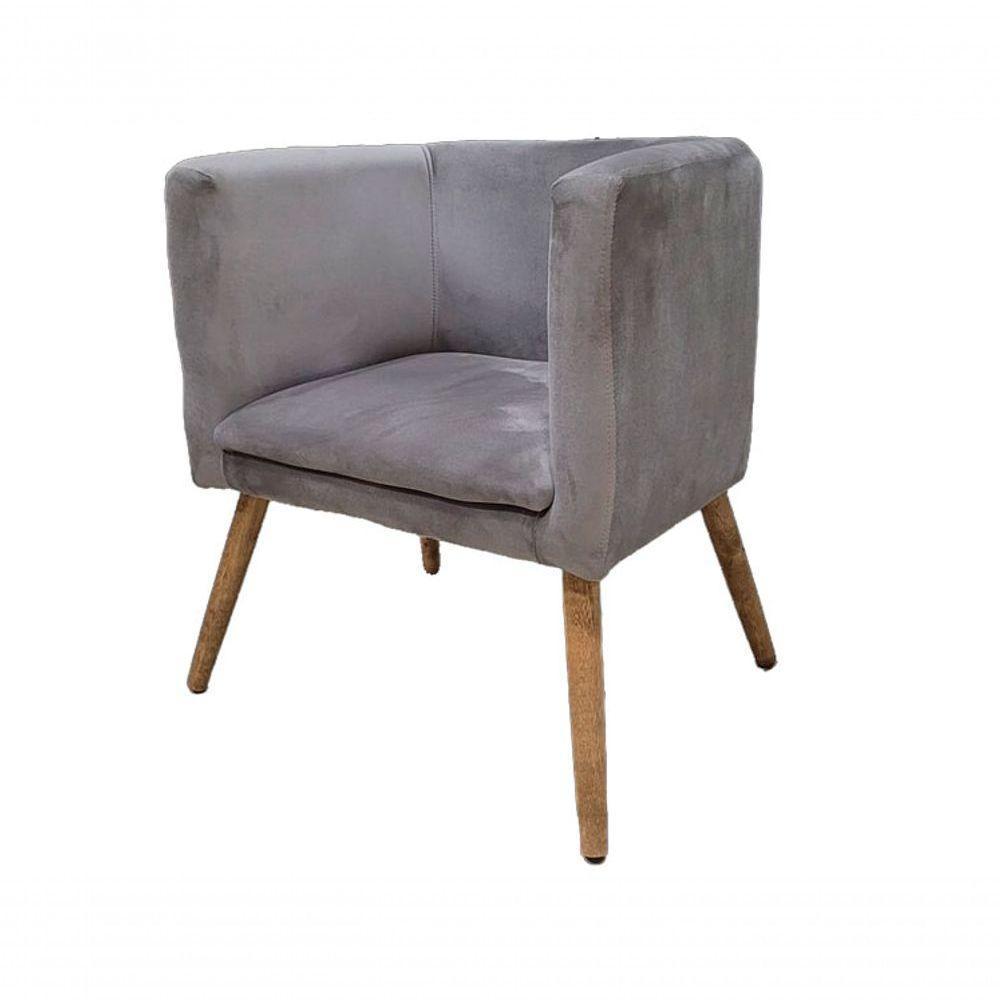 Poltrona Panamera Para Sala Cadeira Elegante Com Apoio De Braço Em Veludo Sentô Prata - 1