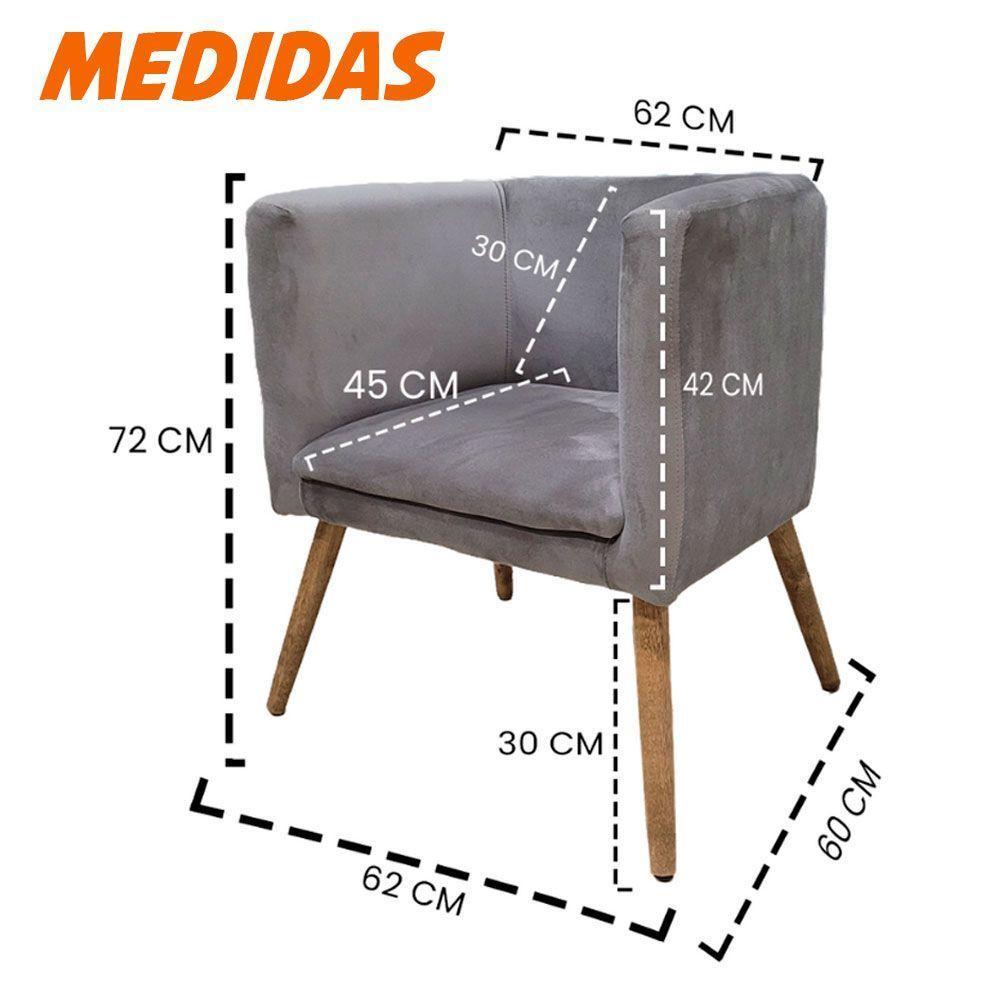 Poltrona Panamera Para Sala Cadeira Elegante Com Apoio De Braço Em Veludo Sentô Prata - 3