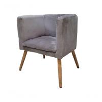 Poltrona Panamera Para Sala Cadeira Elegante Com Apoio De Braço Em Veludo Sentô Prata - 1